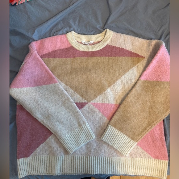 THML Geometric Patterned Sweater - Pink and Cream women’s size M - Picture 1 of 3